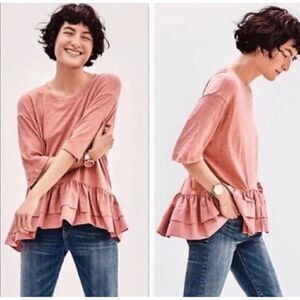 Anthropologie Akemi + Kin Tired Loose Fit Ruffle Top Small